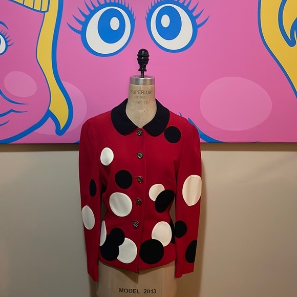 Moschino Cheap and Chic Red Polka Dot Blazer Jacket The Nanny - Picture 1 of 14